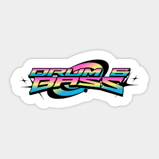 DRUM AND BASS  - Rainbow Y2K Chest logo (black/pink/blue) Sticker